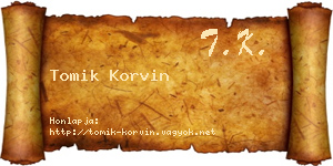Tomik Korvin névjegykártya
